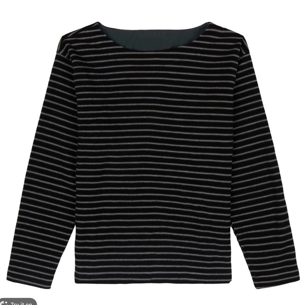 Patagonia Womens Micro D-Luxe Sweater M Black Striped Fleece Top Outdoor Hiking